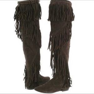 Sam Edelman Uri Fringe Over the Knee Brown Boots